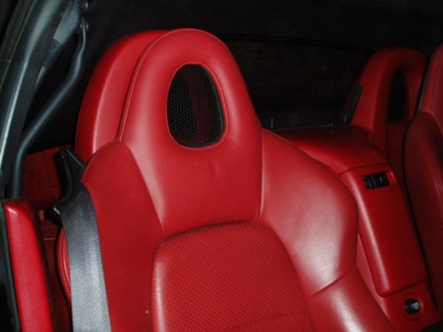 red leather head rests